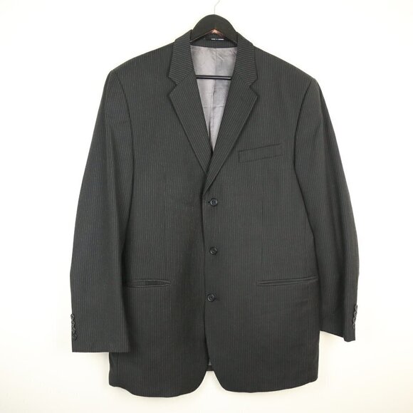 Calvin Klein Men's Dark Grey Pinstripe Blazer Suit Size 42L - Picture 1 of 10